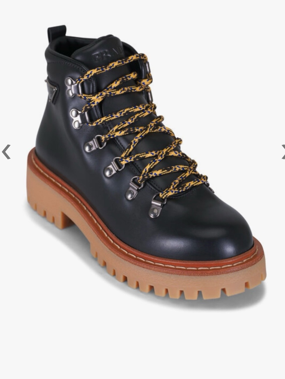 Prada Women's Black Leather St. Moritz Boot with Tan Sole